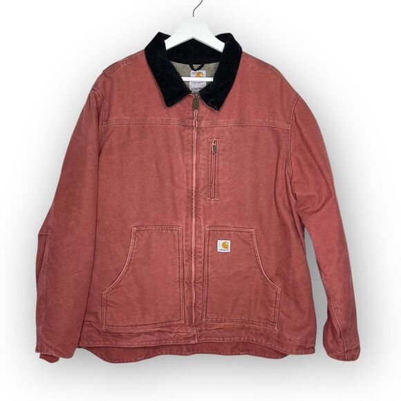 Vintage Y2K Carhartt Pink Sherpa Work Wear Jacket Coat WC061 VRS Womens Size 2XL - Picture 1 of 15